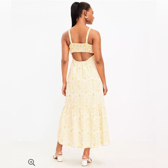 Loft Eyelet Open Back Maxi Dress Size 6 - Picture 3 of 6